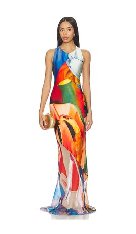 Donde Esteban Donde Esteban Salpicon Long Silk Dress