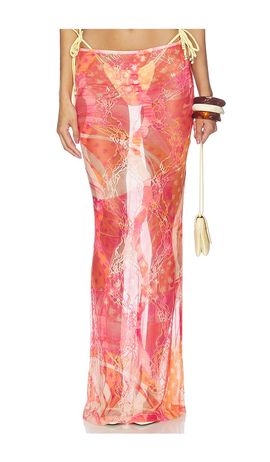 Donde Esteban Donde Esteban Toronja Salpicon Lace Long Skirt