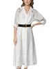 Donna Karan Donna Karan Burnout Jacquard Collared Midi Shirt Dress - 2