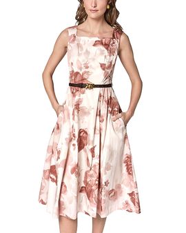 DONNA KARAN - Floral Strapless Fit & Flare Midi Cocktail Dress in Cielo  Multi at Nordstrom, Size 2