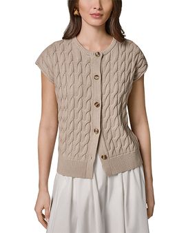 Donna Karan Donna Karan Crewneck Cable Knit Cardigan Sweater