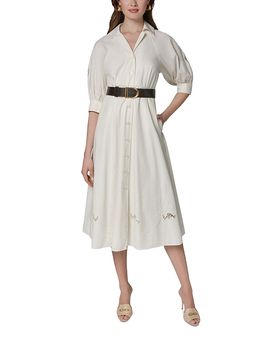Donna Karan Donna Karan Elbow Sleeve Belted Shirtdress