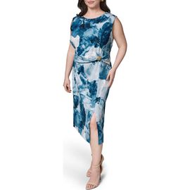 DONNA KARAN DONNA KARAN Floral Hardware Detail Midi Dress