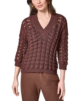 Donna Karan Donna Karan New York V Neck Shell Stitch Sweater