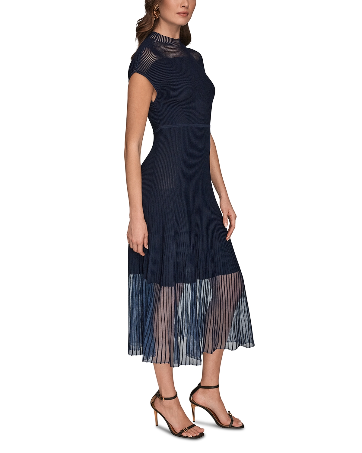 knee length dresses for ladies Cut It Out Black Mesh Panel Midi Dress main image 0