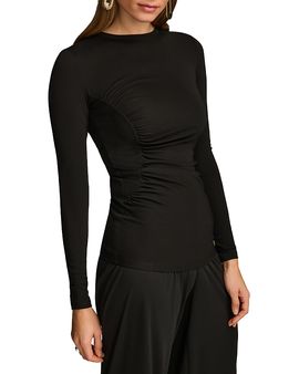 Donna Karan Donna Karan Long Sleeve Gathered Stretch Crepe Tee