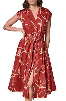 Donna Karan New York Donna Karan New York Abstract Print Stretch Cotton Midi Dress