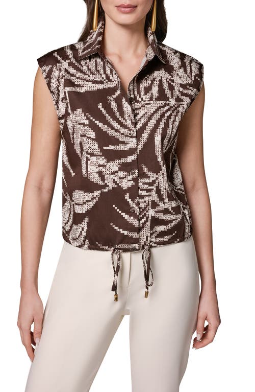 Donna Karan New York Donna Karan New York Allover Print Drawstring Hem Sleeveless Top