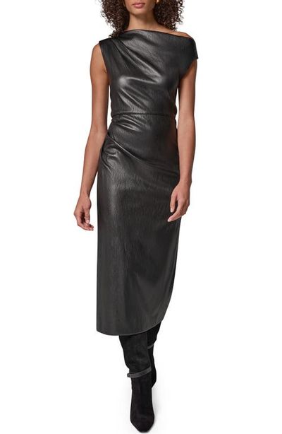 Donna Karan New York Donna Karan New York Asymmetric Drape Faux Leather Midi Dress