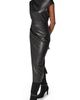 Donna Karan New York Donna Karan New York Asymmetric Drape Faux Leather Midi Dress - 3