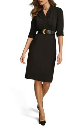 Donna Karan New York Donna Karan New York Belted Faux Wrap Sheath Dress