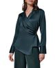 Donna Karan New York Donna Karan New York Buckle Detail Long Sleeve Satin Wrap Top - 1