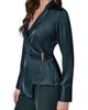 Donna Karan New York Donna Karan New York Buckle Detail Long Sleeve Satin Wrap Top - 3