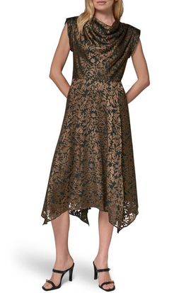 Donna Karan New York Donna Karan New York Burnout Cowl Neck Midi Dress