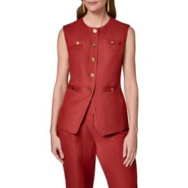 Donna Karan New York Donna Karan New York Button Front Linen Blend Vest