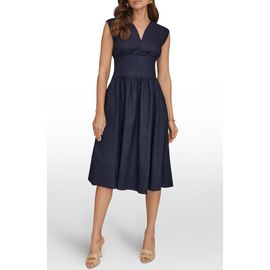 Donna Karan New York Donna Karan New York Cap Sleeve Illusion Knit A-Line Midi Dress