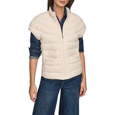 Donna Karan New York Donna Karan New York Cap Sleeve Mixed Media Down Jacket