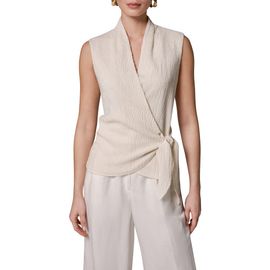 Donna Karan New York Donna Karan New York Crinkle Sleeveless Faux Wrap Top