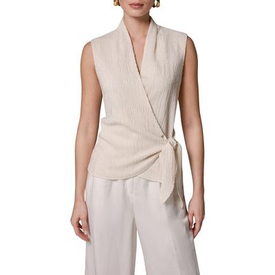 Donna Karan New York Donna Karan New York Crinkle Sleeveless Faux Wrap Top