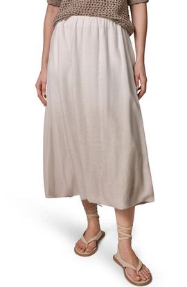 Donna Karan New York Donna Karan New York Dip Dye Bubble Hem Linen Blend Midi Skirt