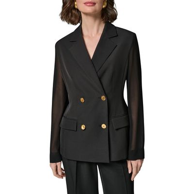 Donna Karan New York Donna Karan New York Double Breasted Blazer with Sheer Sleeves