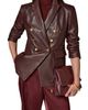 Donna Karan New York Donna Karan New York Double Breasted Leather Blazer - 1