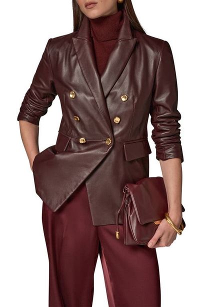 Donna Karan New York Double Breasted Leather Blazer