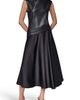 Donna Karan New York Donna Karan New York Faux Leather Mixed Media Midi Dress - 1