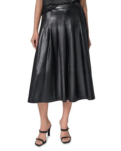 Donna Karan New York Donna Karan New York Faux Leather Pleated Midi Skirt