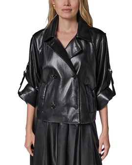 Donna Karan New York Donna Karan New York Faux Leather Roll Sleeve Jacket