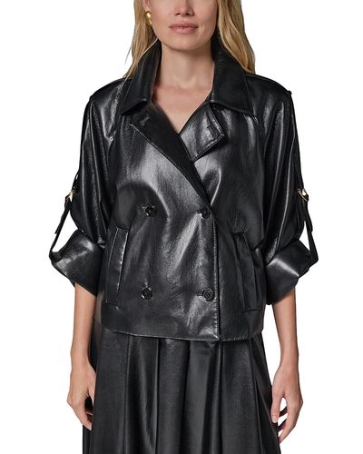 Donna Karan New York Donna Karan New York Faux Leather Roll Sleeve Jacket