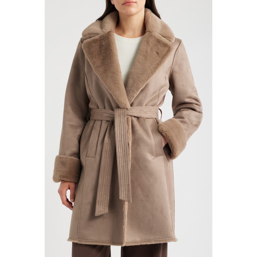 Donna Karan New York Donna Karan New York Faux Suede Jacke with Faux Fur Trim