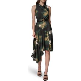 Donna Karan New York Donna Karan New York Floral Asymmetric Handkerchief Hem Dress