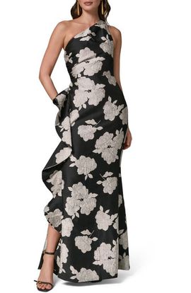 Donna Karan New York Donna Karan New York Floral Embroidery One-Shoulder Gown