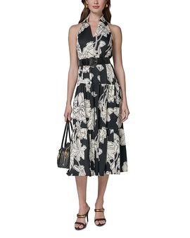 Donna Karan New York Donna Karan New York Floral Halter Belted Midi Dress
