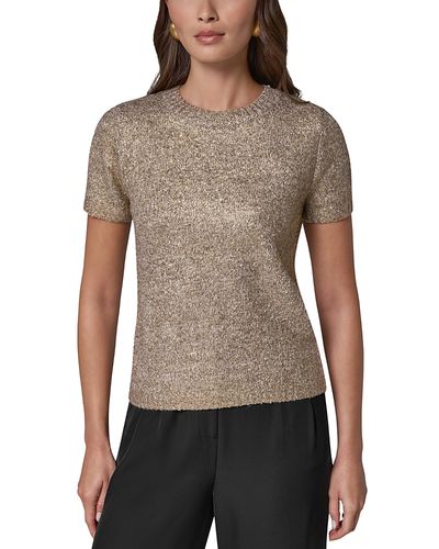 Donna Karan New York Donna Karan New York Foil Boucle Short Sleeve Sweater