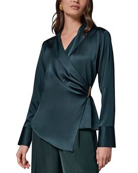 Donna Karan New York Donna Karan New York Hardware Trim Side Ruched Blouse