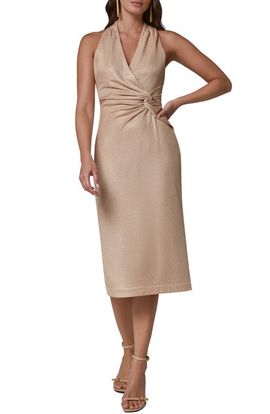 Donna Karan New York Donna Karan New York Knotted Metallic Halter Sheath Dress