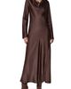 Donna Karan New York Donna Karan New York Long Sleeve Draped Neck Satin Dress - 1