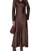 Donna Karan New York Donna Karan New York Long Sleeve Draped Neck Satin Dress - 5