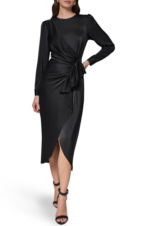 Donna Karan New York Donna Karan New York Long Sleeve Satin Faux Wrap Dress