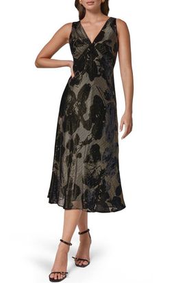 Donna Karan New York Donna Karan New York Metallic Floral Print A-Line Dress