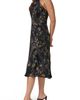 Donna Karan New York Donna Karan New York Metallic Foil Velvet Halter Midi Dress - 3