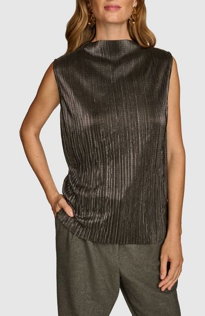 Donna Karan New York Donna Karan New York Metallic Sleeveless Mock Neck Top