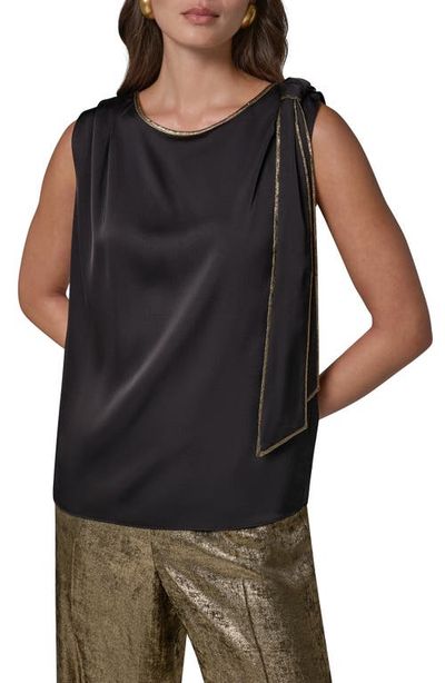 Donna Karan New York Donna Karan New York Metallic Trim Sleeveless Top with Neck Tie