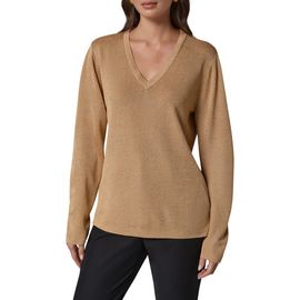 Donna Karan New York Donna Karan New York Metallic V-Neck Rib Sweater