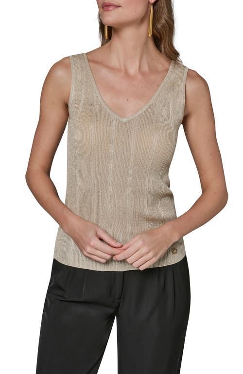 Donna Karan New York Donna Karan New York Metallic V-Neck Rib Sweater Tank