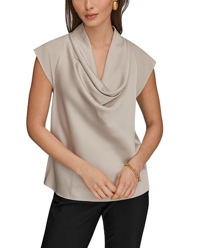 Donna Karan New York Donna Karan New York Mixed Media Cowl Neck Top