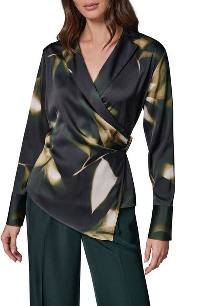 Donna Karan New York Donna Karan New York Notched Collar Satin Wrap Blouse
