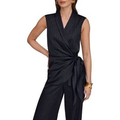 Donna Karan New York Donna Karan New York Pinstripe Side Tie Sleeveless Top
